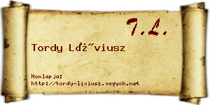 Tordy Líviusz névjegykártya